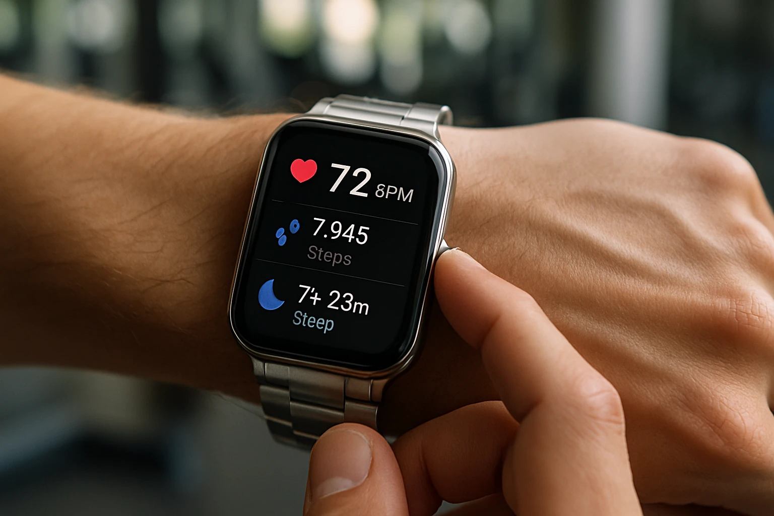 Person using smartwatch for health tracking