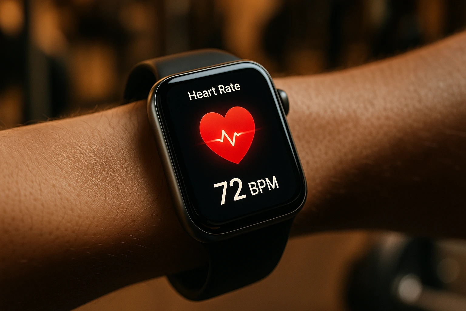 Smartwatch displaying heart rate measurement