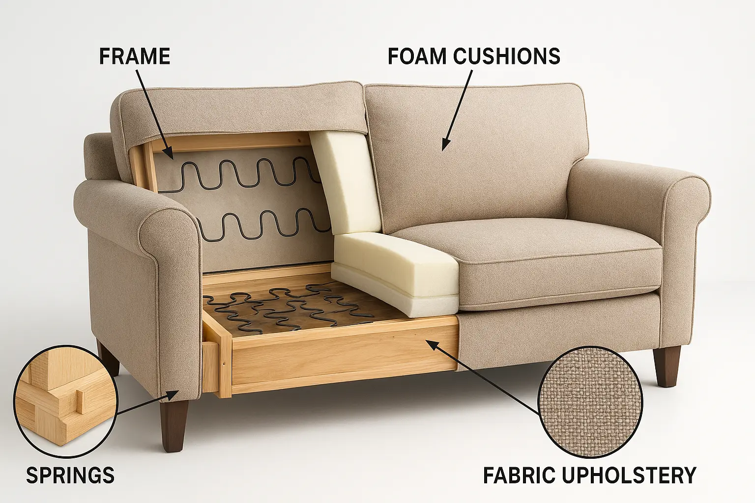 Understanding Sofa Construction - Frame, Springs, Cushions and Upholstery
