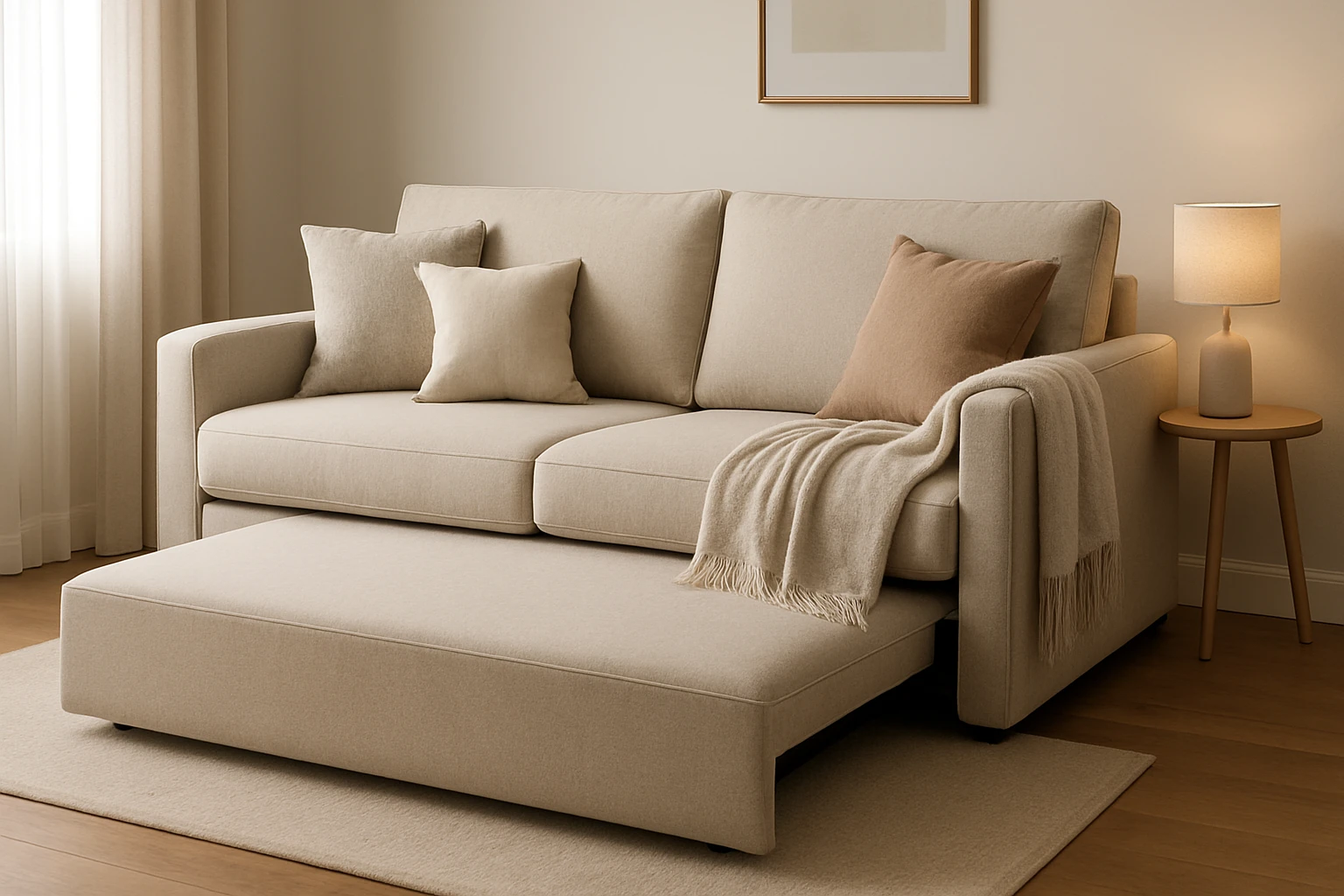 Versatile sofa bed for small spaces and guests