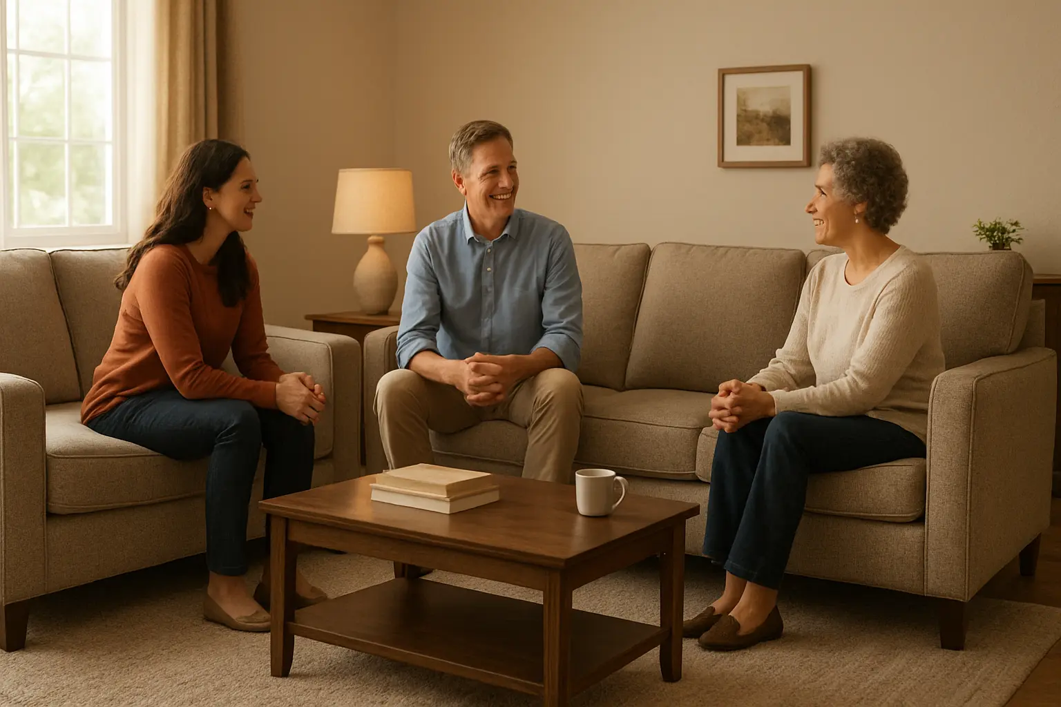 Ideal conversation distance between sofa and chairs