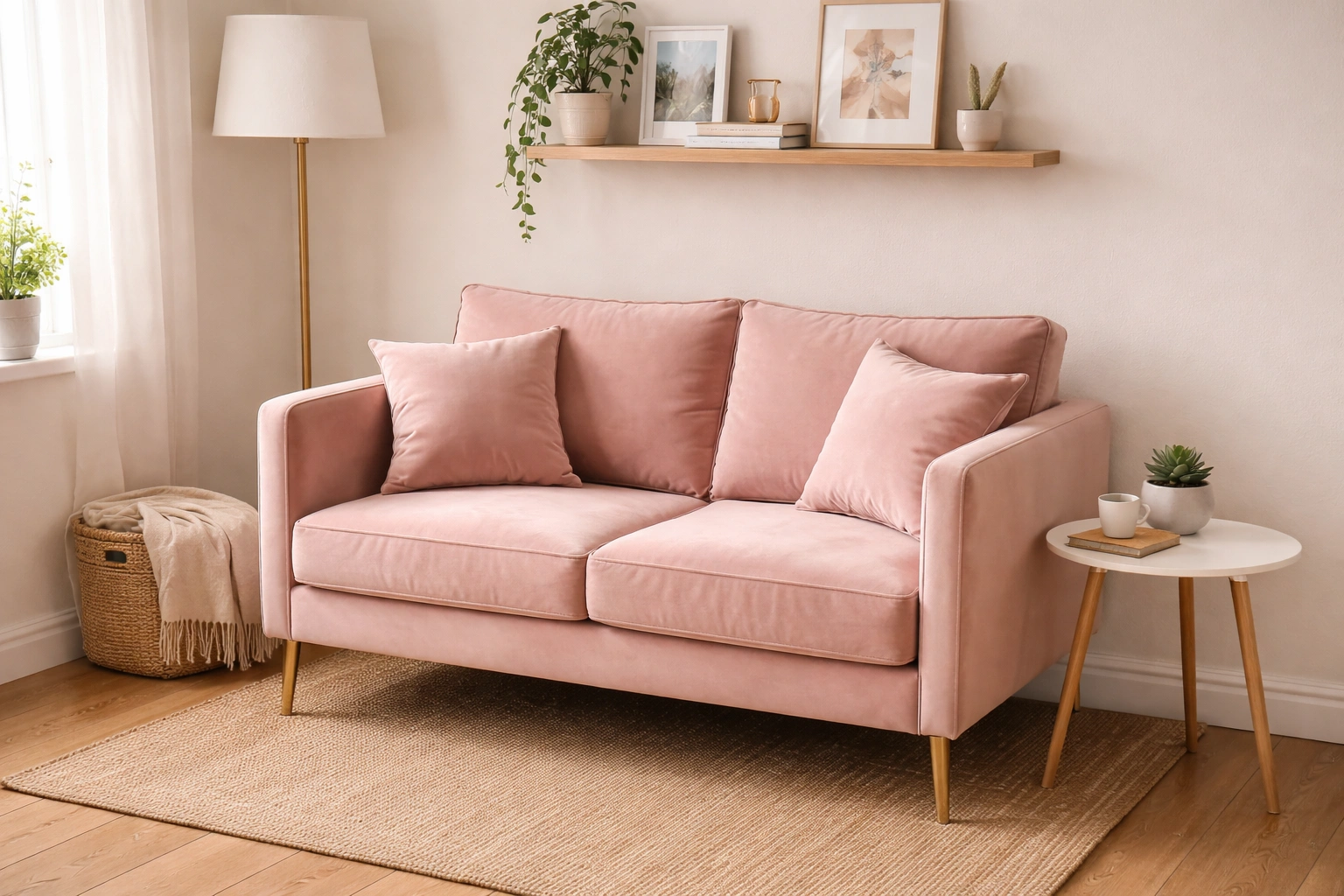 Compact loveseat for two people in a cozy apartment setting