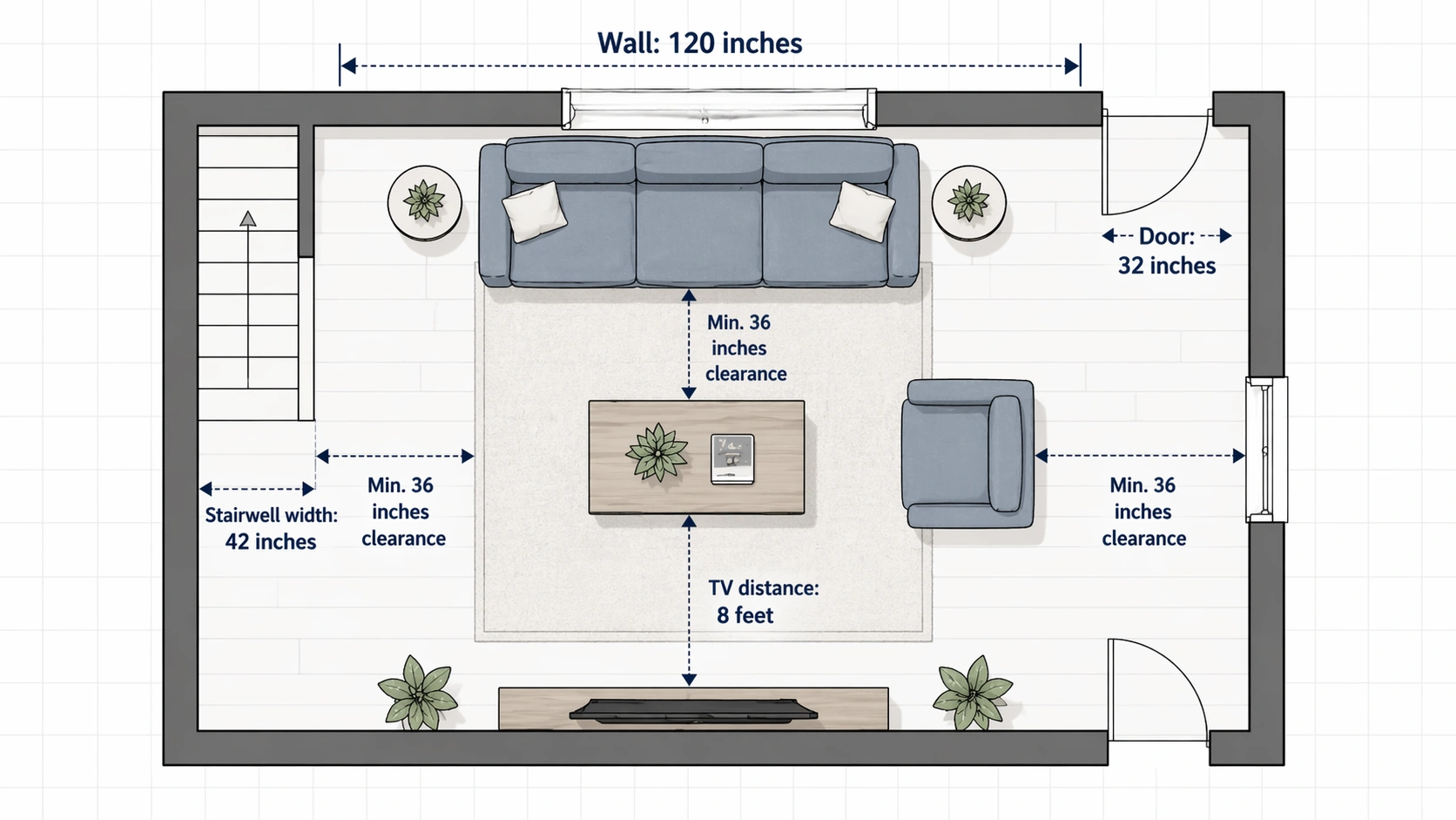 How to measure a room for a sofa including doorways walkways and furniture clearance