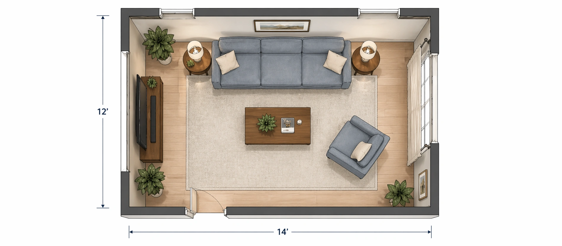 3 seater sofa in a medium sized living room