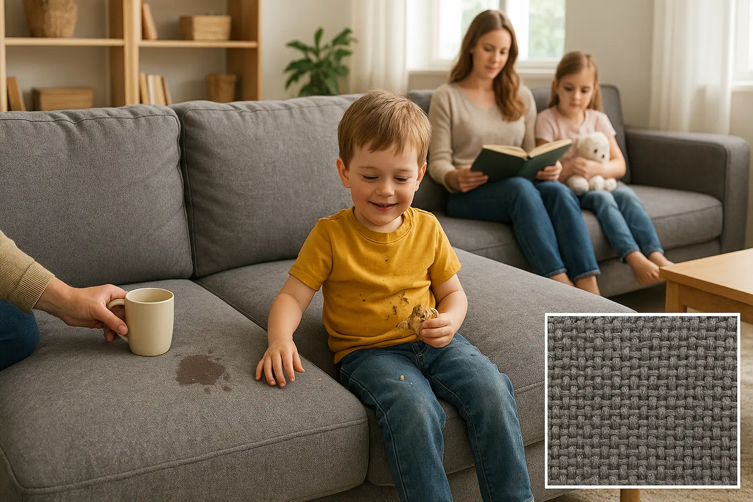 Durable synthetic fabric sofa upholstery