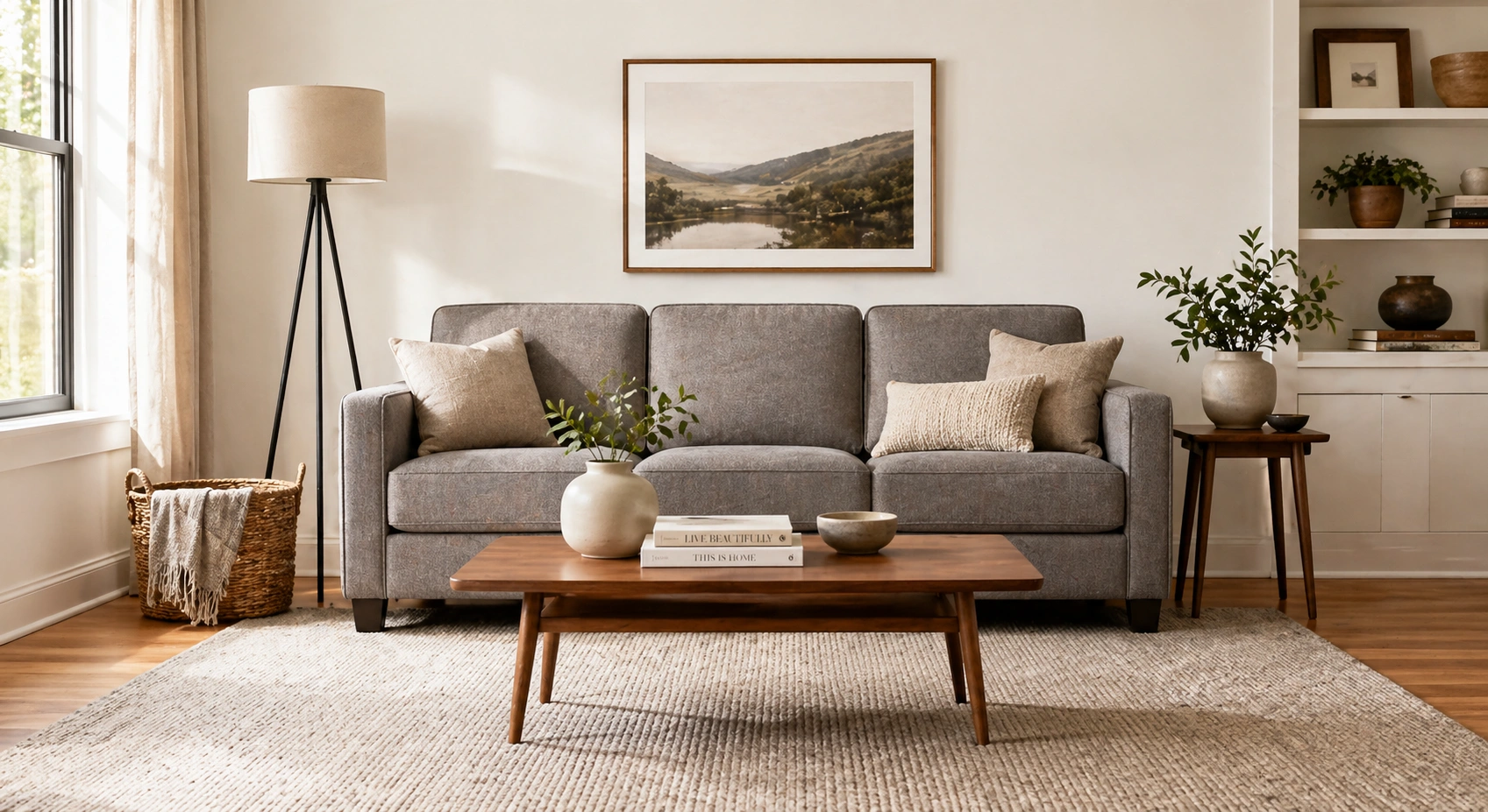Well-furnished living room with a top-rated sofa as the centerpiece