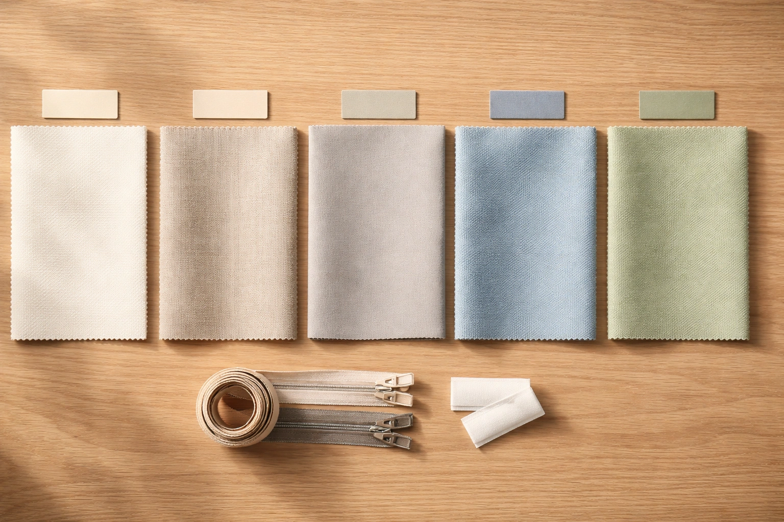 Fabric swatch samples showing cotton linen polyester and microfiber for washable sofa covers