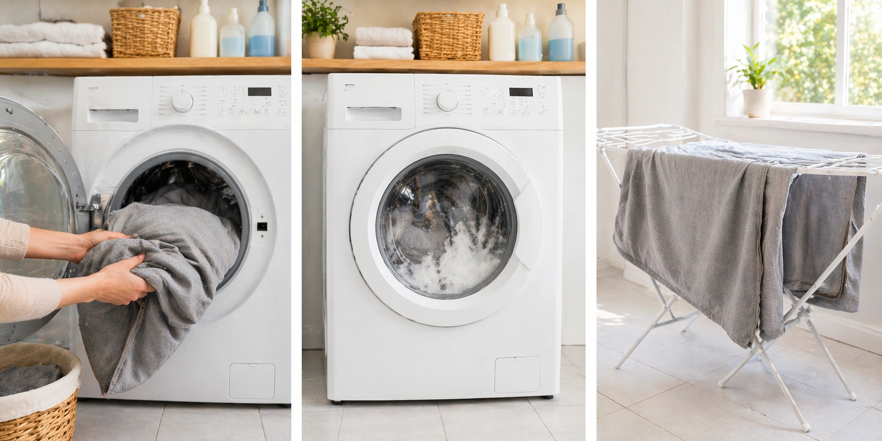 Step by step process of washing sofa covers in a washing machine